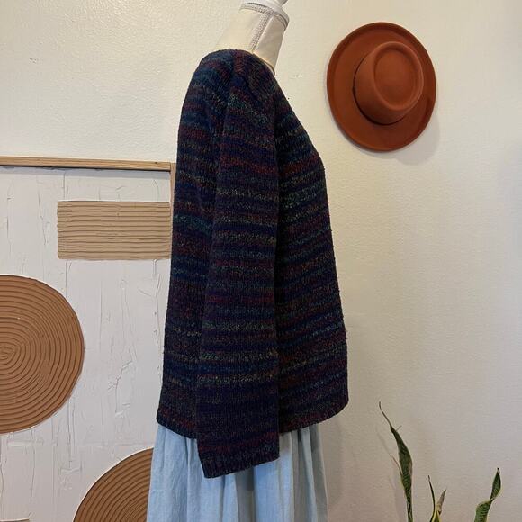 Liz Claiborne Comfy Blue Rainbow Loose Soft Knit Oversized Pullover Sweater - M - Picture 2 of 10